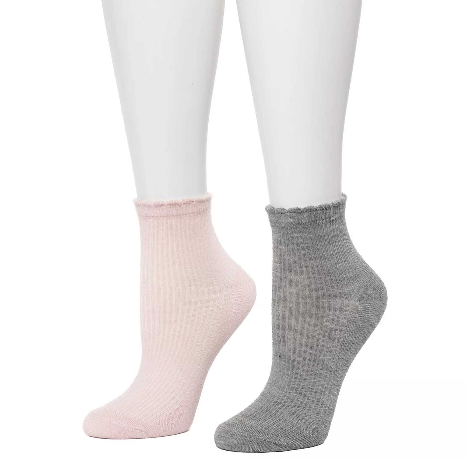 Women's FLX 2-Pack Scallop Welt Ankle Socks, Size: 9-11, Grey | Kohl's