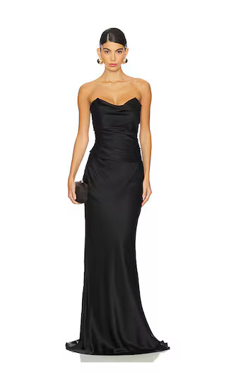 Cowl Bustier Gown in Black Formal Gown Black Formal Dress Black Formal Wedding Guest Dress Black | Revolve Clothing (Global)