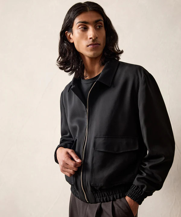 Italian Gabardine Grant Jacket in Black | Todd Snyder