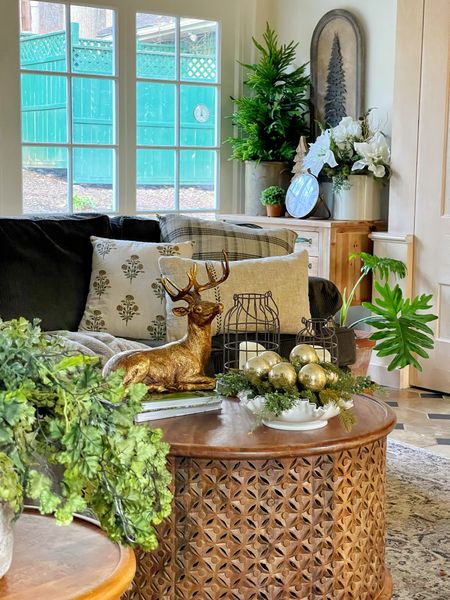 Green is my favorite color. 🌲✨

Christmas decorating in the family room has lots of cozy neutrals and vintage decor with lots of greenery. There’s a wall of windows behind the sofa that shares a view of the backyard gardens that has an alley of houseplants that really enjoy the indirect light. 🪴🌲✨

#LTKhome #LTKSeasonal #LTKHoliday
