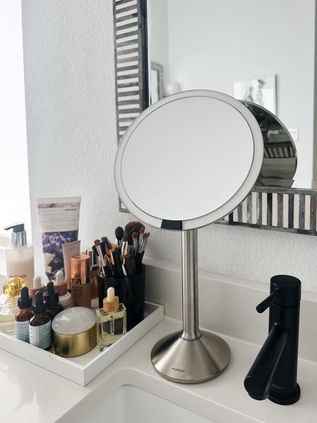 My simplehuman sensor makeup mirror that I love! 5x magnification and automatically lights up when you approach. Can adjust brightness, too. I love how you can see every detail! 

#LTKbeauty