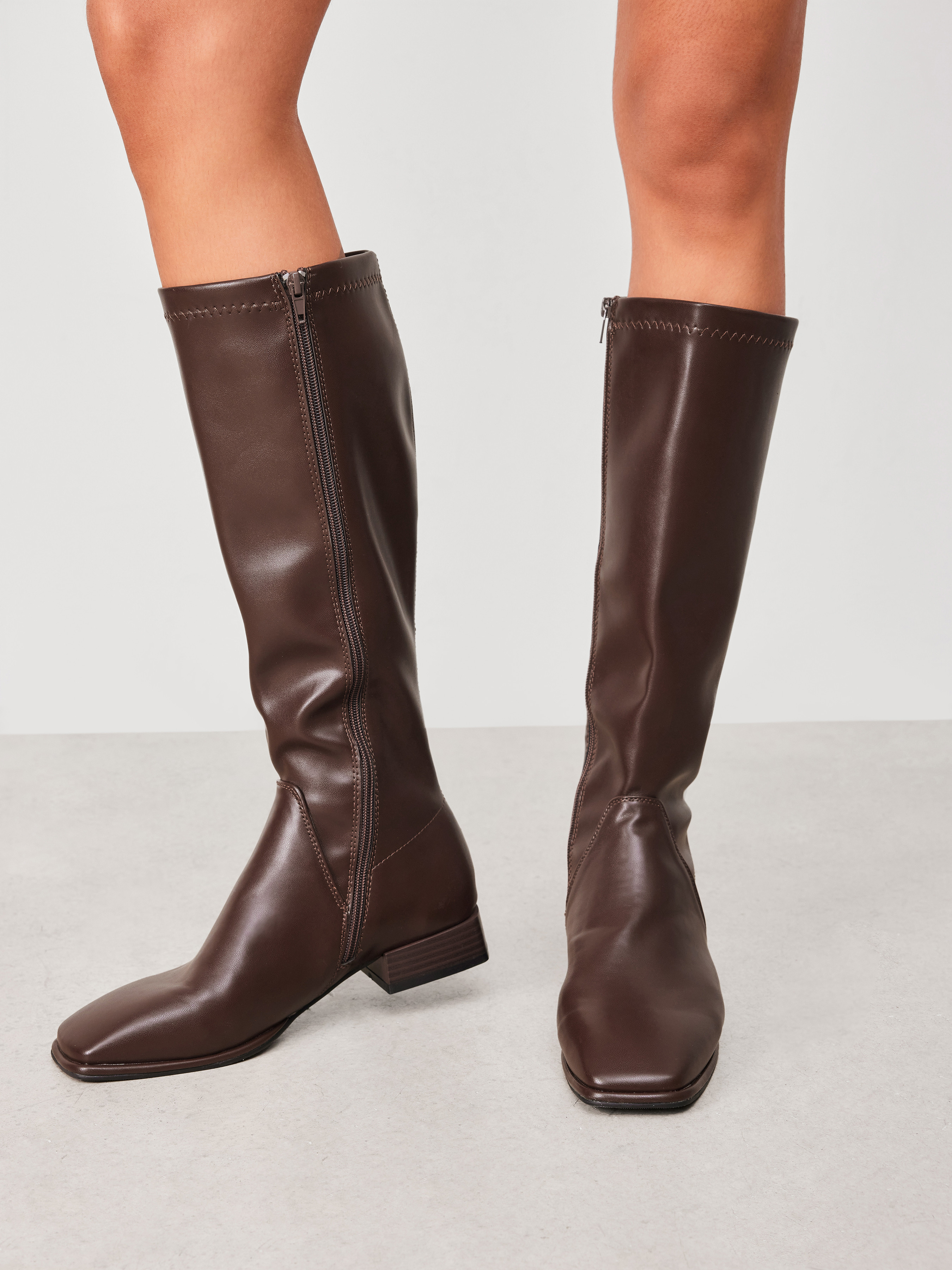 Ländlicher Kern Elastische Niedrige Absatz Kniehohe Stiefel For Lässige Alltagskleidung Party/C... | Cider