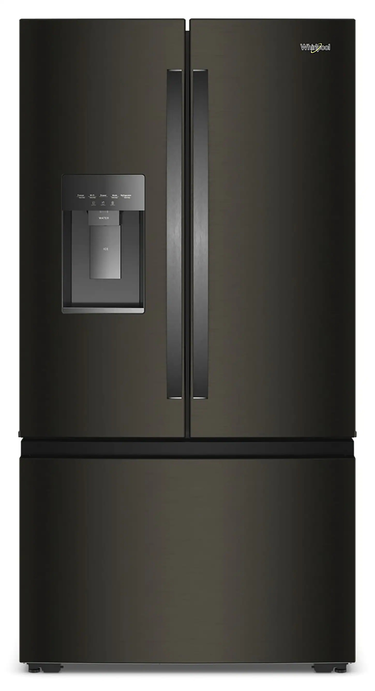 Whirlpool Counter-Depth 23.4-cu ft 3 -Door 36-in Wide French Door Refrigerator with Ice Maker with Water and Ice Dispenser ( Black Stainless Finish ) | Lowe's