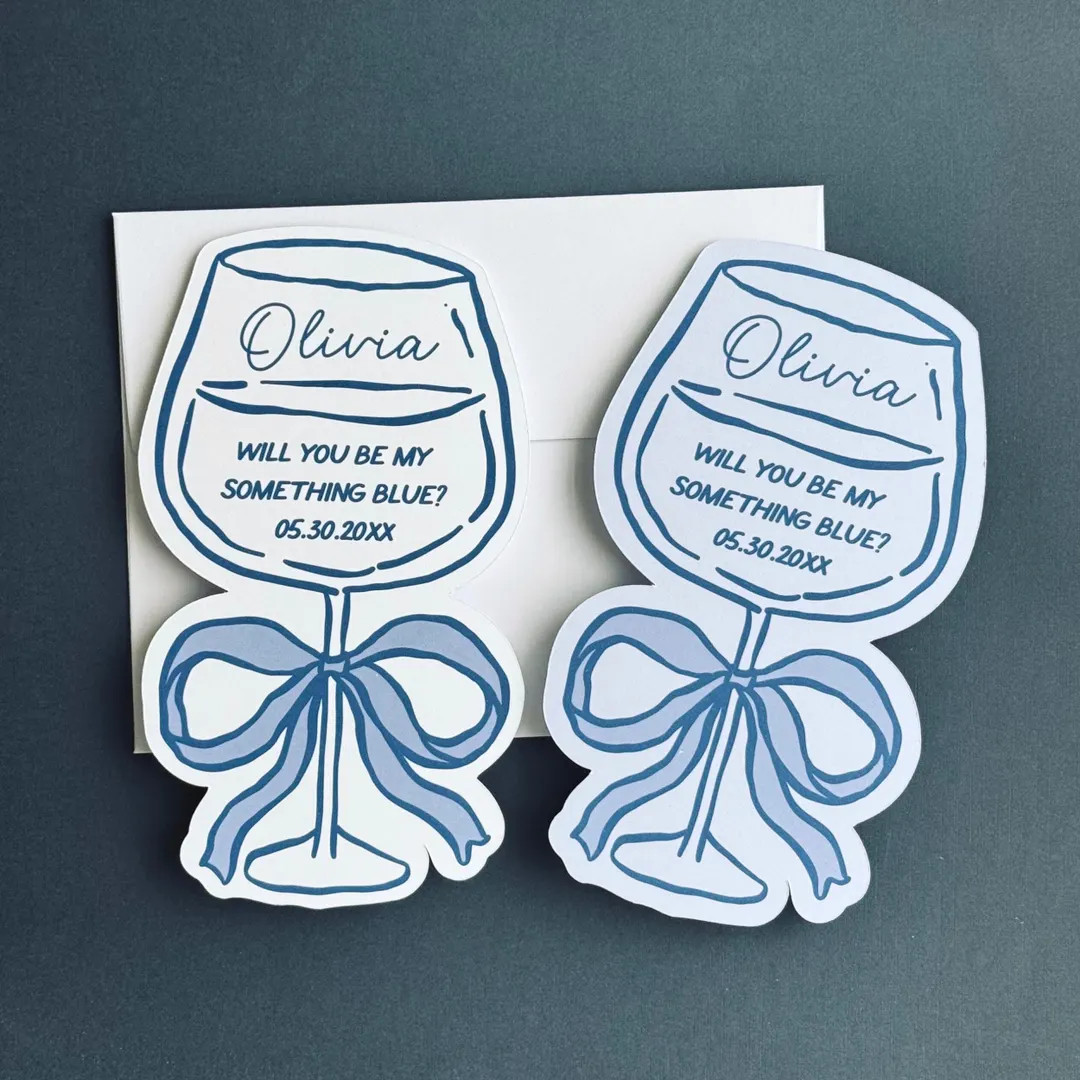 Printed Bridesmaid Proposal Card | Something Blue Personalized Name and Role Wedding Notecard for... | Etsy (US)