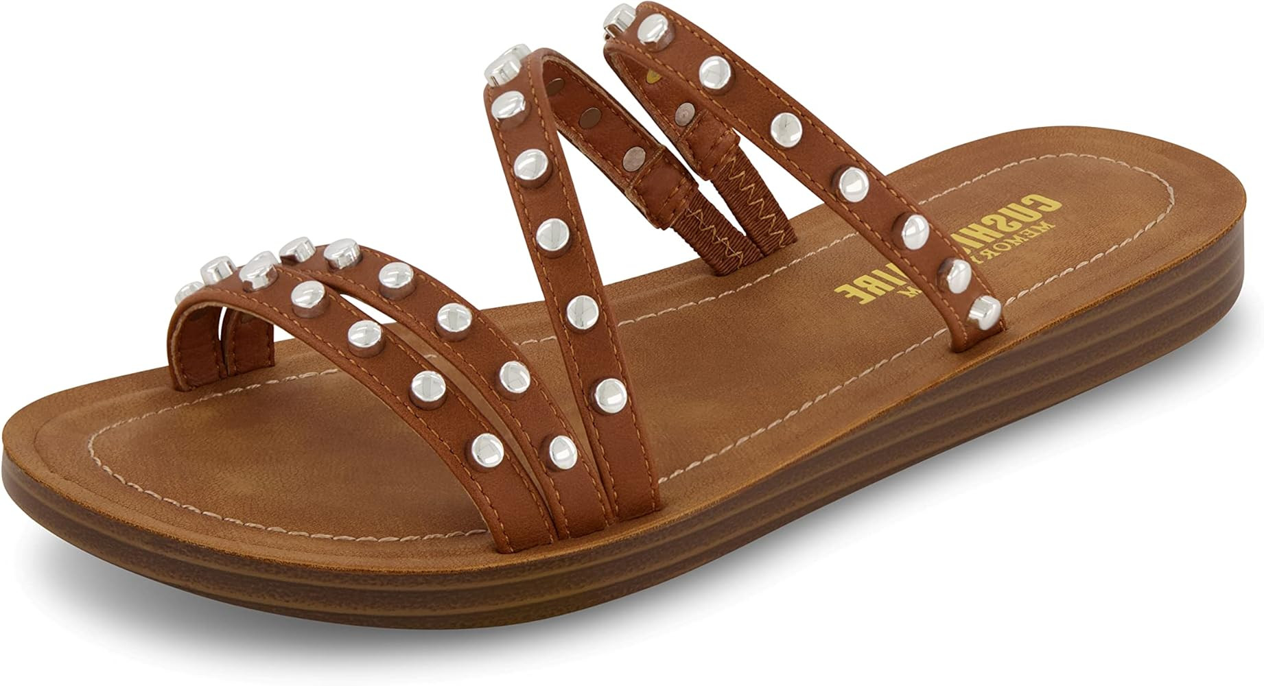 CUSHIONAIRE Women's Andrea strappy stud slide sandal +Memory Foam | Amazon (US)