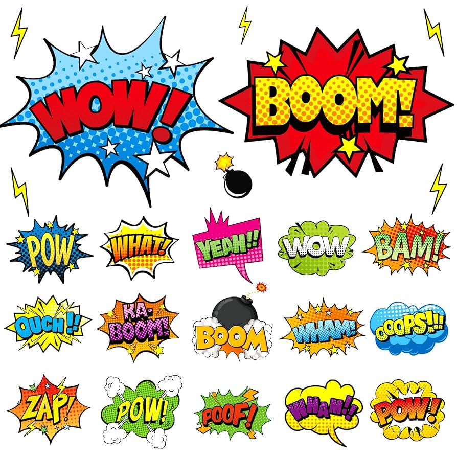 Superhero Cardboard Cutouts Decor 36 Pack Hero Action Sign Cutouts Banner Decorations Garland for... | Amazon (US)