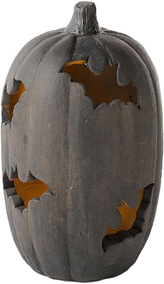Handmade Terracotta Bat Cutout Pumpkin Jack O' Lantern, Halloween Fall Pumpkin Lantern Ornament, ... | Amazon (US)