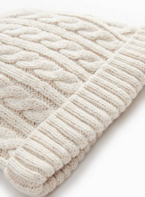 Cream Cable Knit Pom-Pom Hat 3-6 months | Tu Clothing