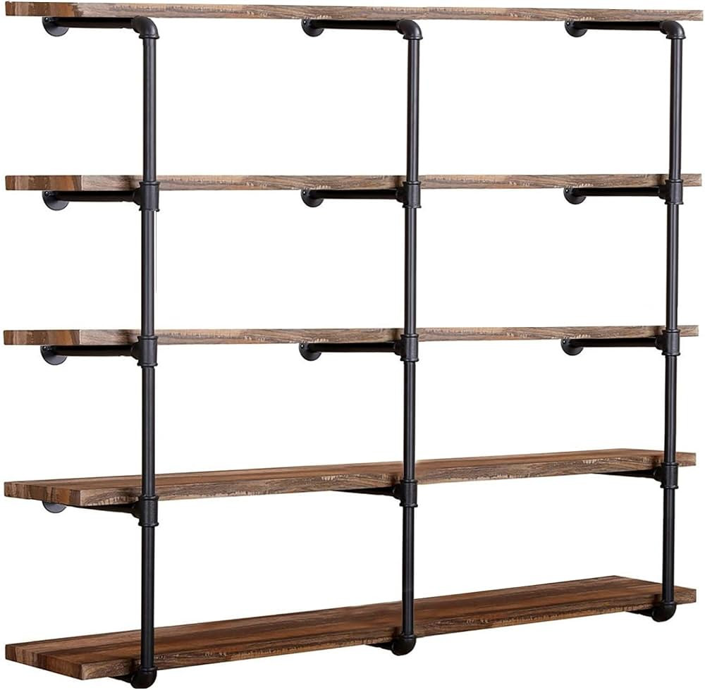 Tianman Industrial Wall Mount Iron Pipe Shelf Shelves Shelving Bracket Vintage Retro Black DIY Op... | Amazon (US)