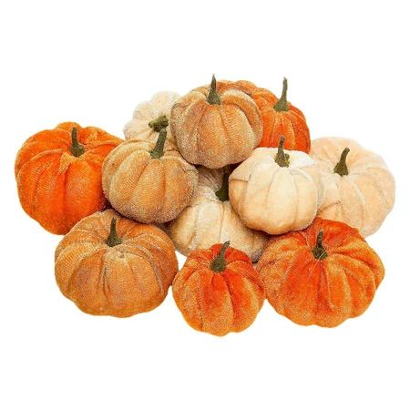 12PCS Velvet Artificial Pumpkin Thanksgiving Halloween Decoration Fake Pumpkin Ornaments for Christm | Walmart (US)