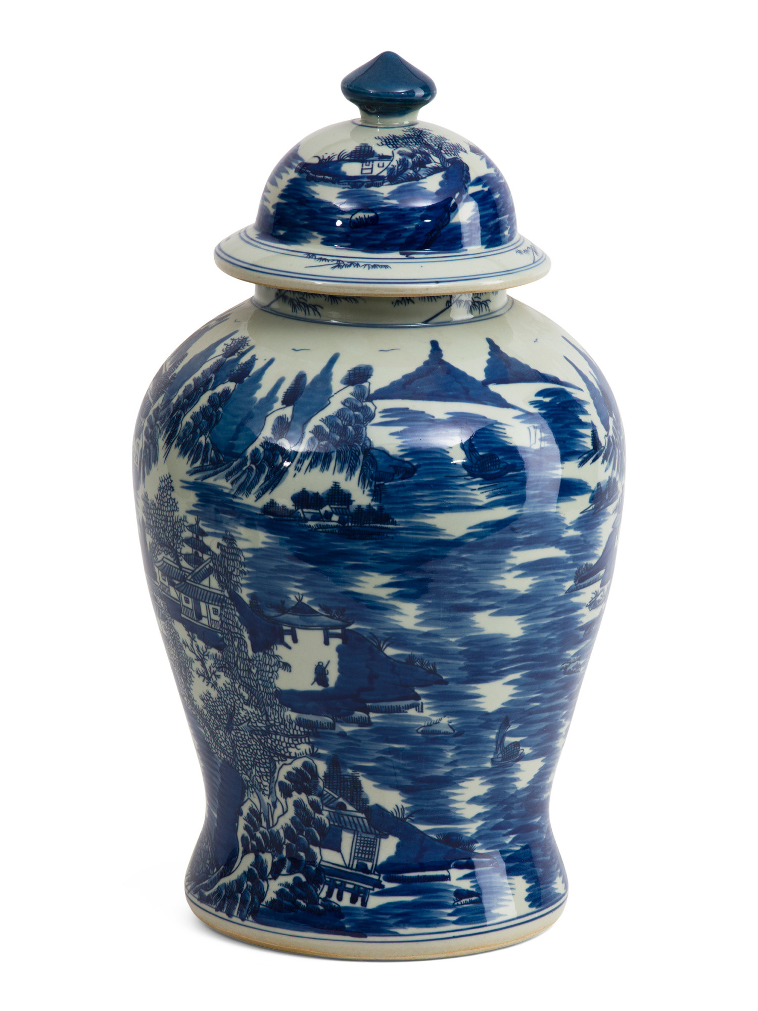 12x20 Mountain Village Scene Porcelain Temple Jar With Lid | Home | Marshalls | Marshalls