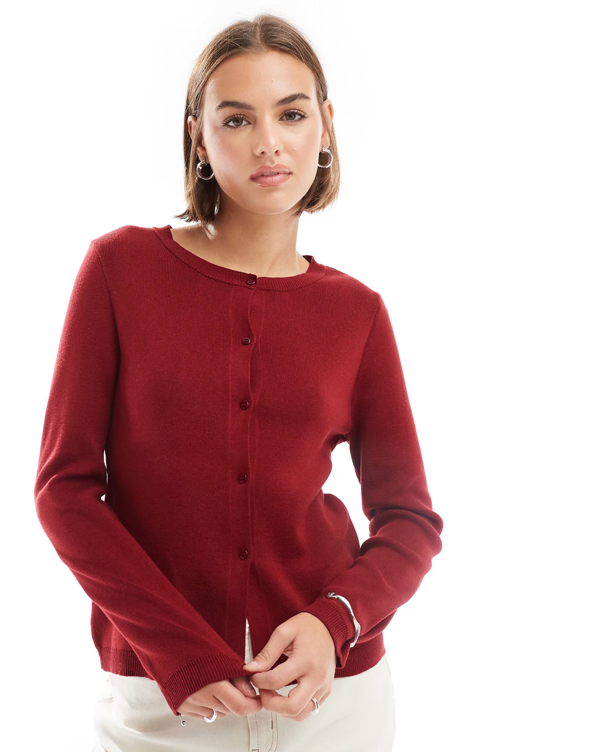 ASOS DESIGN longline cardigan in burgundy | ASOS | ASOS (Global)