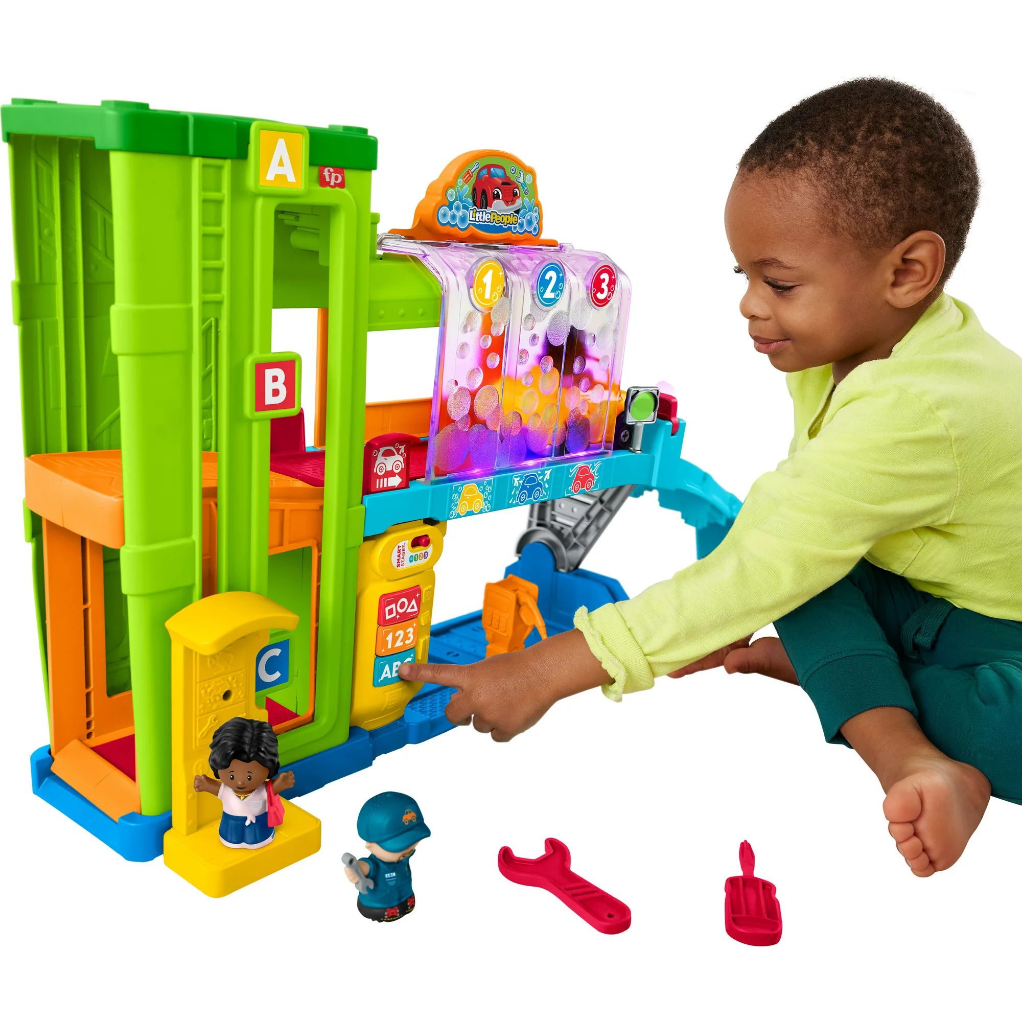 Fisher-Price Little People Toddler Playset with Figures & Toy Car, Light-up Learning Garage | Walmart (US)