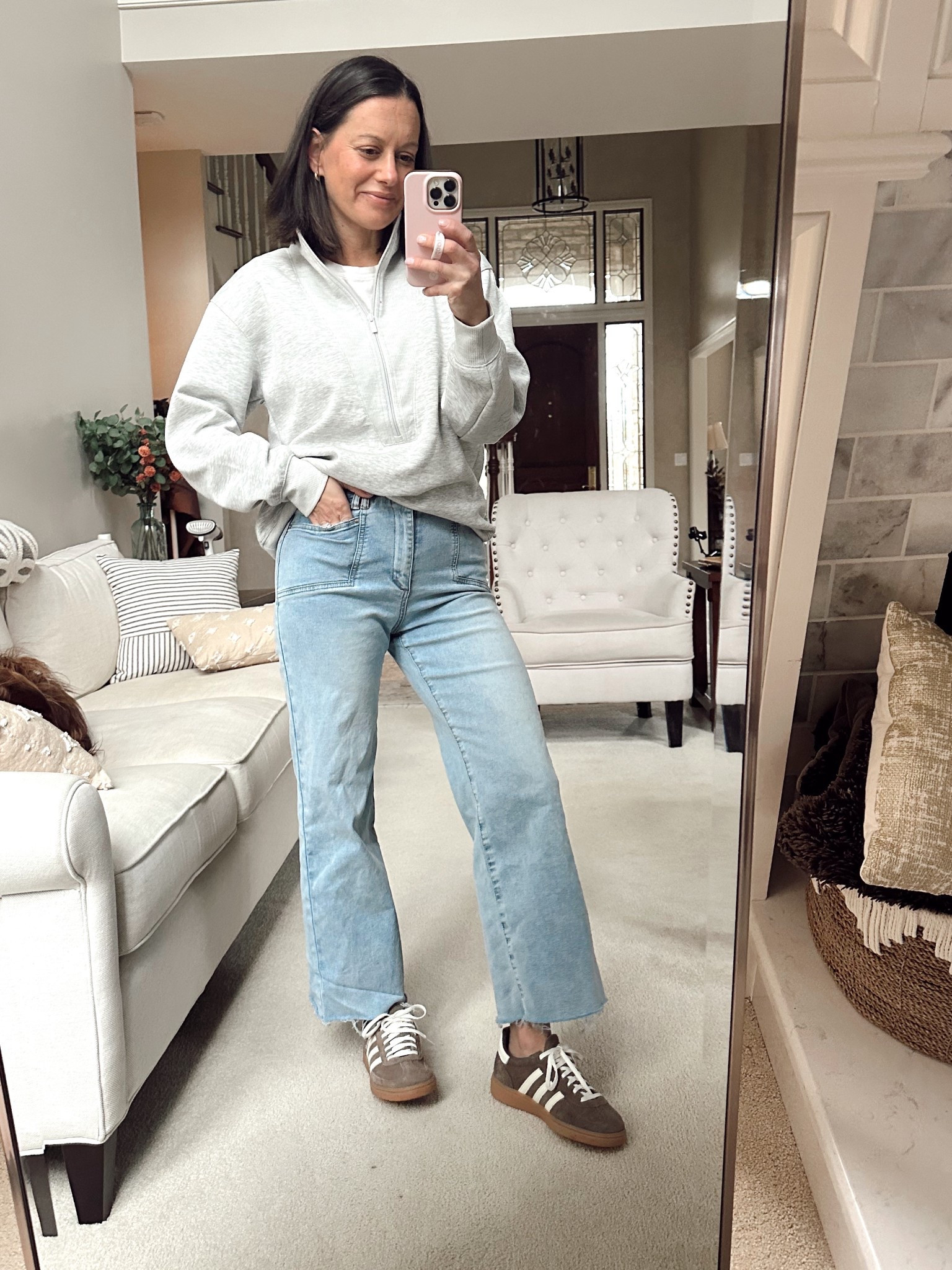 Mom outfit of the day! Target pulllver runs true to size - I’m in the small. Amazon jeans are petite friendly and run true to size.  Sneakers run big!



#LTKOver40 #LTKmomlife #LTKootd