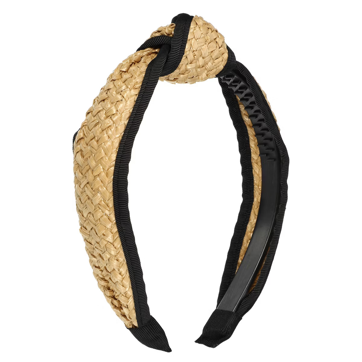 Unique Bargains Women's Fashion Non Slip Straw Knotted Headband Khaki Black 1 Pc | Target