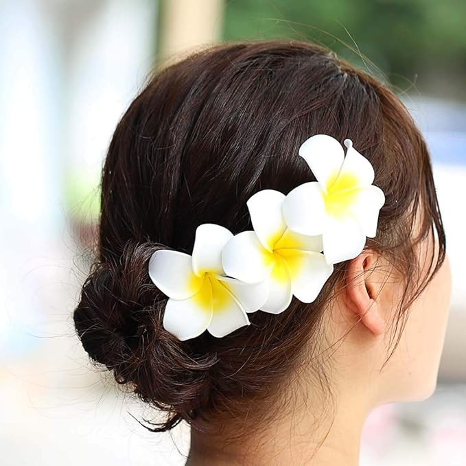 Zoestar Hawaii Plumeria Flower Hair Clips 3pcs Beach Flower Foam Hair Accessory for Women and Gir... | Amazon (US)