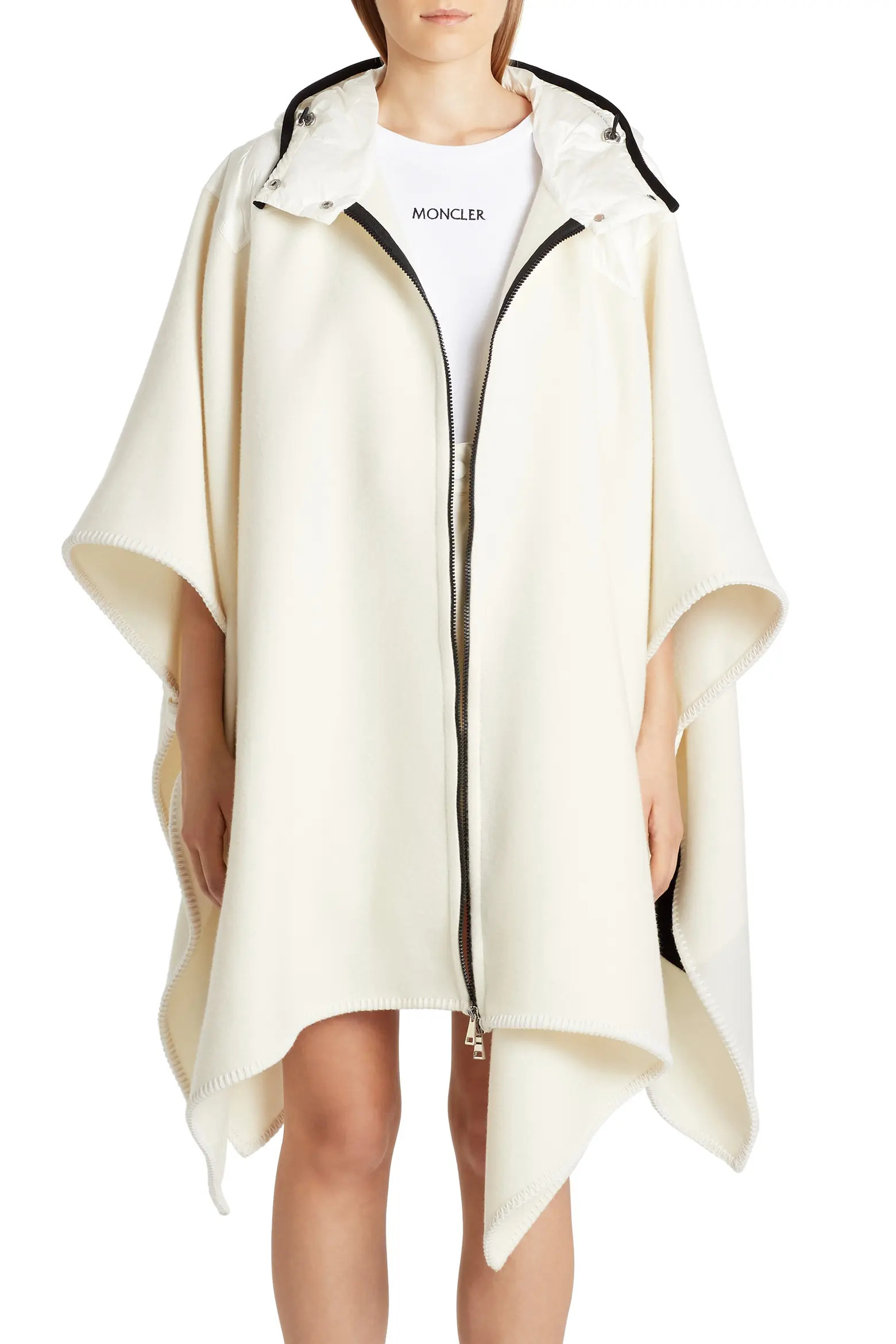 Mantella Down Hood Logo Jacquard Wool Cape (Women) | Nordstrom | Nordstrom