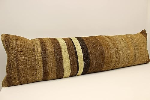 King size kilim pillow cover 14x47 inches Boho Bolster Bedding lumbar decorative cushion cover Ex... | Amazon (US)
