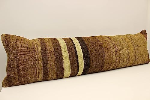 King size kilim pillow cover 14x47 inches Boho Bolster Bedding lumbar decorative cushion cover Ex... | Amazon (US)