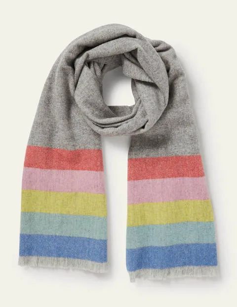 Wool Scarf - Grey, Rainbow Stripe | Boden US | Boden (US)