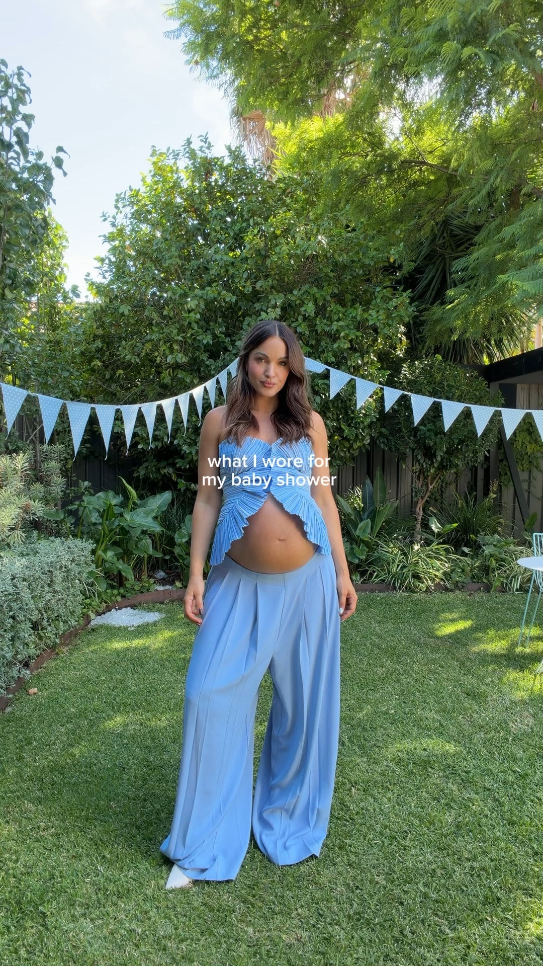 The perfect babyshower outfit imo! I bought a size 10 in the top and size 18 in the pants so that they would sit comfortably underneath my bump 🩵

#LTKstyletip #LTKaustralia #LTKmaternity