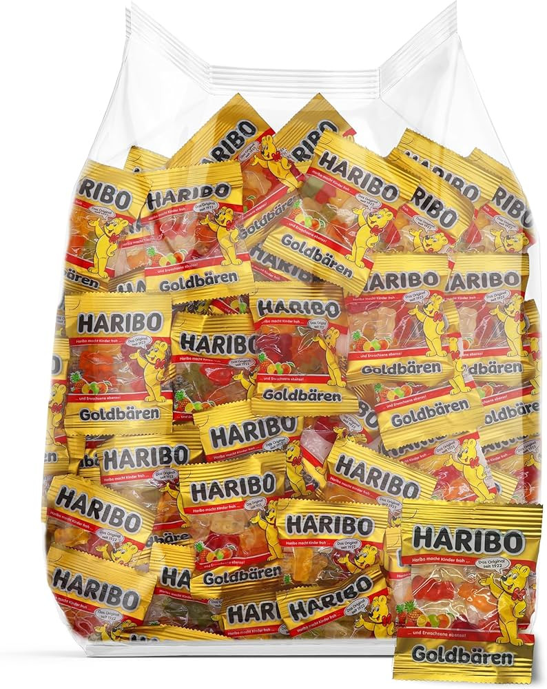 HariboGummy Bears Bulk Bag Goldbears Candy - 50 Mini Bags Individually Wrapped Gummy Candy for Pi... | Amazon (US)