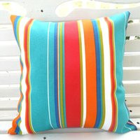 Outdoor Stripe Pillow Cover Turquoise, Teal, Orange, Blue Patio Accent | Etsy (US)