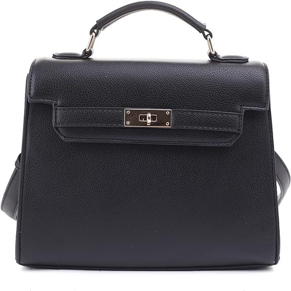 EVVE Women's Top Handle Satchel with Detachable Strap Small Pebbled Leather Crossbody Bag | Amazon (CA)