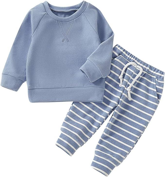Fall Outfits Set Toddler Baby Boy Girl Long Sleeve Top and Long Pants Baby Girl Sweat Outfit | Amazon (US)