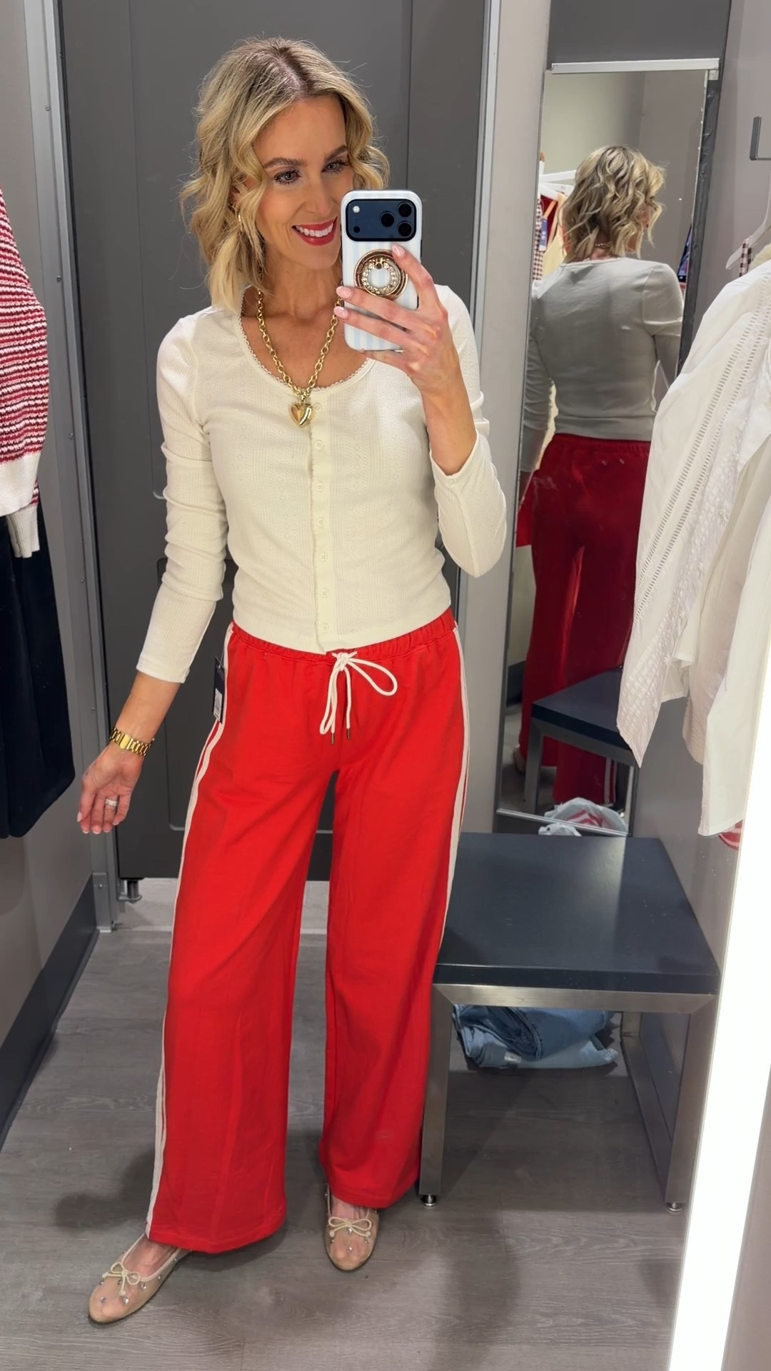 Target red track pants in a sweatshirt material!! 