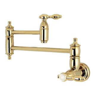 Kingston Brass Tudor Wall-Mounted Potfiller Lever Handle in Polished Brass | The Home Depot