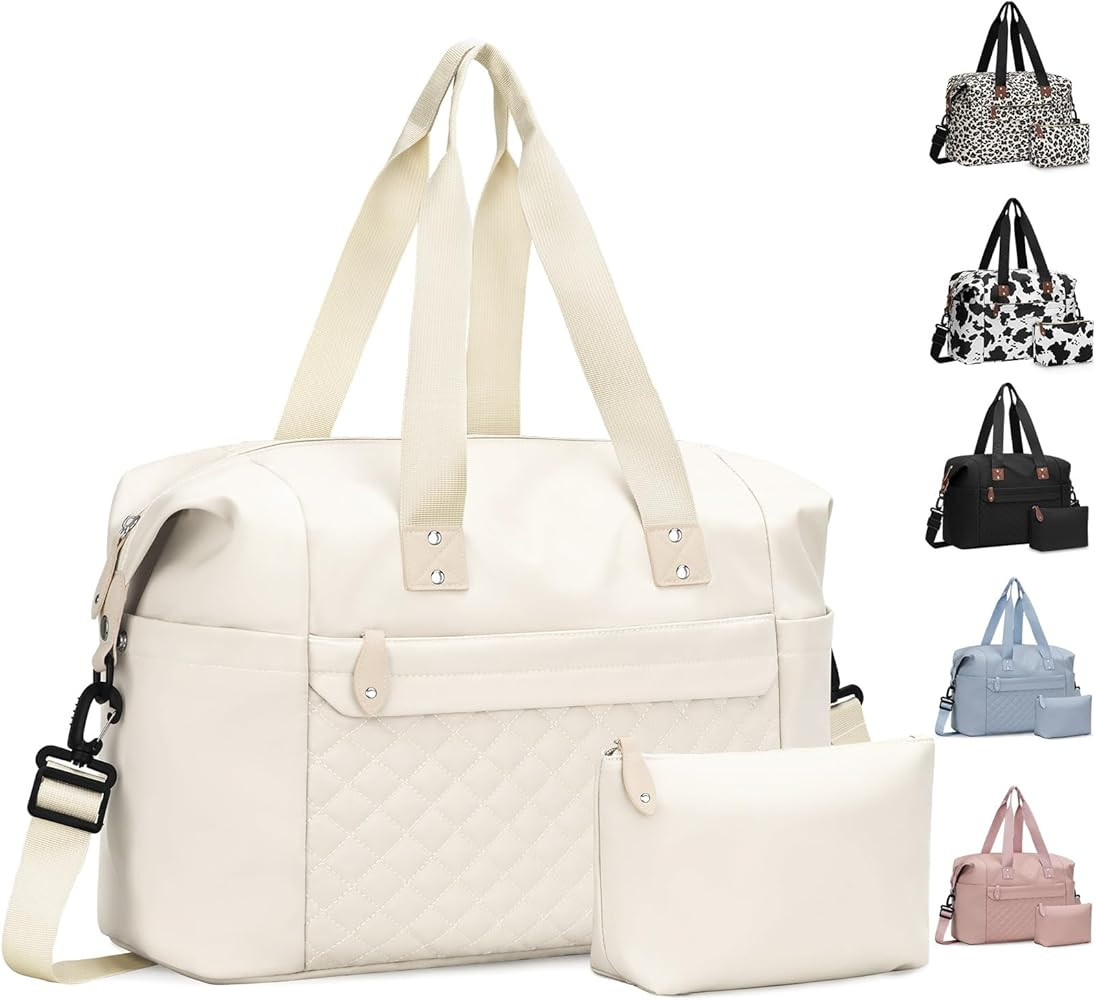 Travel Duffle Bag, Waterproof Weekender Overnight Hospital Bags for Women Men with Toiletry Bag L... | Amazon (US)