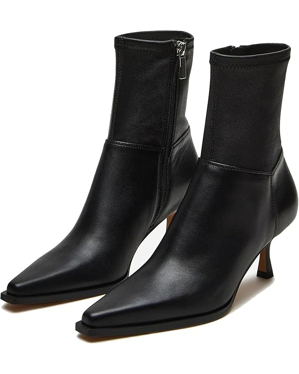 Womens Brown Suede Fall Boots with Side Zip, Ankle, Mid Calf, Pointed Toe, Kitten Heel, Dressy, S... | Amazon (US)