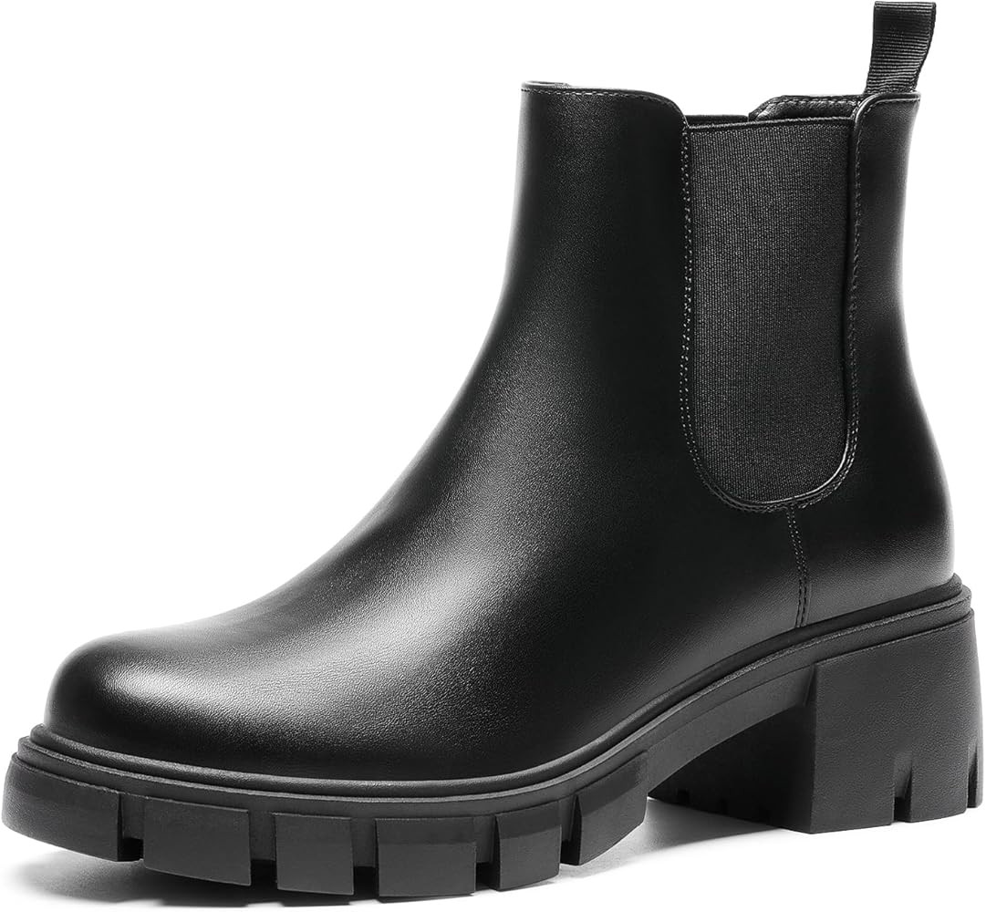 DREAM PAIRS Women's Elastic Chelsea Ankle Boots Platform Low Chunky Block Heel Lug Sole Slip on F... | Amazon (US)