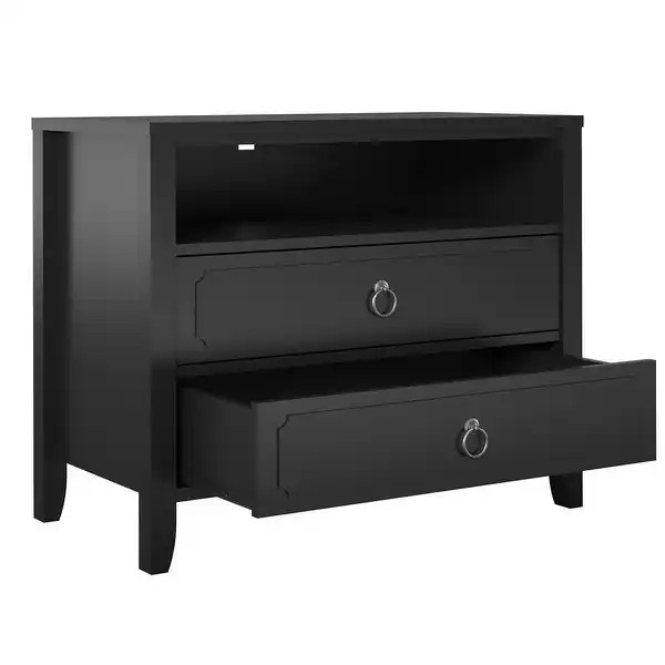 The Novogratz Her Majesty 2 Drawer Nightstand - Black | Bed Bath & Beyond