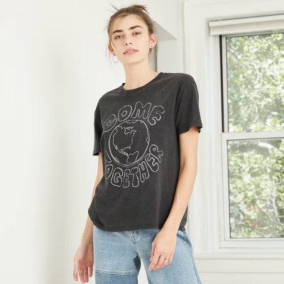 Women's The Beatles Come Together Short Sleeve Graphic T-Shirt - Black | Target