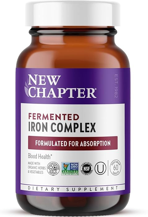New Chapter Iron Supplement, Whole-Food Fermented Iron Complex Made with Organic Vegetables & Her... | Amazon (US)