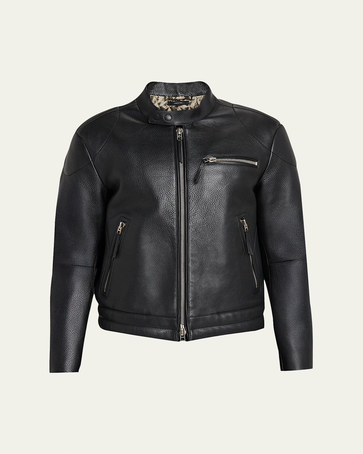 Men's Pebbled Leather Biker Jacket | Bergdorf Goodman