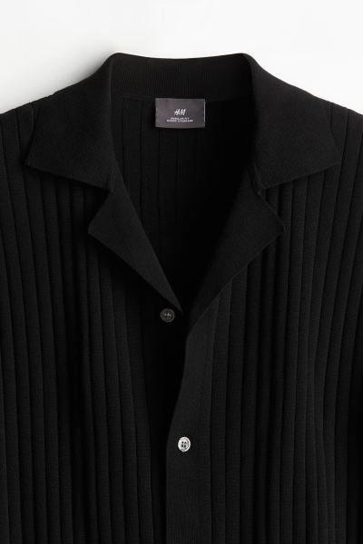 Regular Fit Rib-knit Resort Shirt - Dark taupe - Men | H&M US | H&M (US + CA)