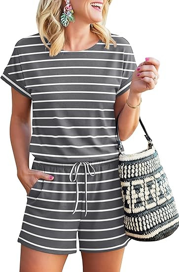 ANRABESS Rompers for Women Summer 2026 Casual Dressy One Piece Tshirt Short Pants Jumpsuit Beach ... | Amazon (US)