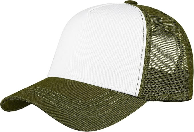 Falari 5-Panel Mesh Baseball Cap, Trucker Hat, Structured Plain Design, Cotton, Adjustable Size | Amazon (US)