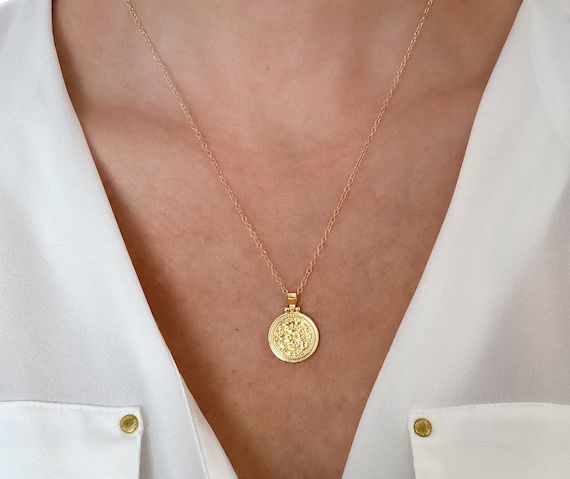 Dainty Necklace Gold Necklace Coin Necklace Medallion | Etsy | Etsy (US)