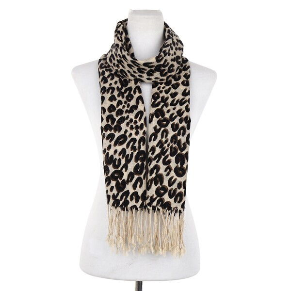 Dasein Free-End Fringe Leopard Print Scarf | Bed Bath & Beyond