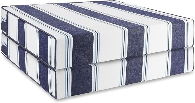 Hofdeco Premium Coastal Hampton Patio Outdoor Seat Cushion Cover Only Set of 2, 20"x20"x4" Water ... | Amazon (US)
