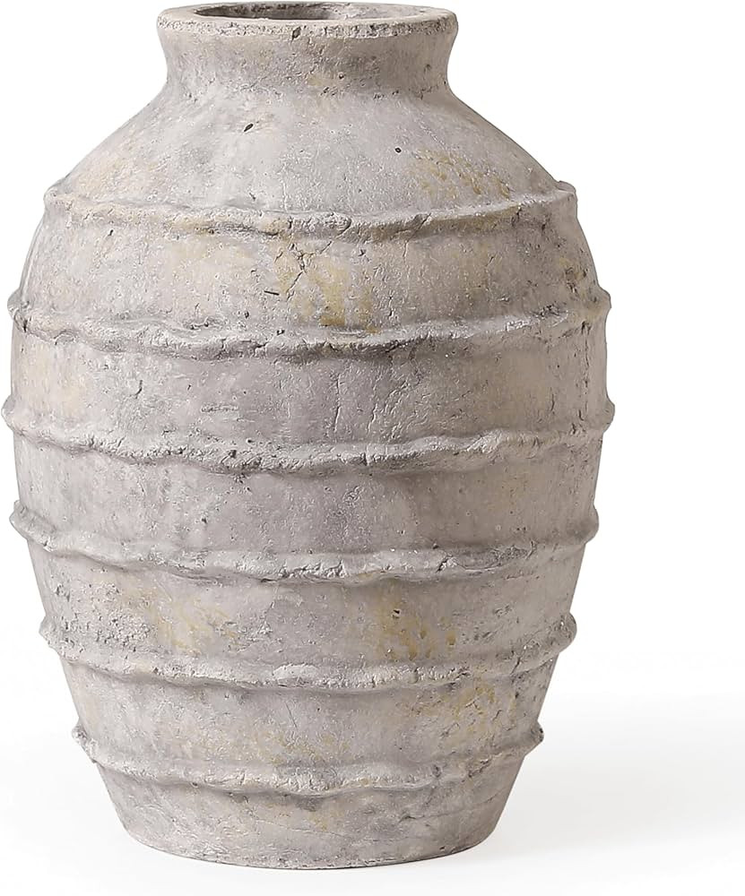 Kokrose Terracotta Vase, White Grey Rustic Farmhouse Decor, Vintage Large Pottery Clay Vase, Cera... | Amazon (US)