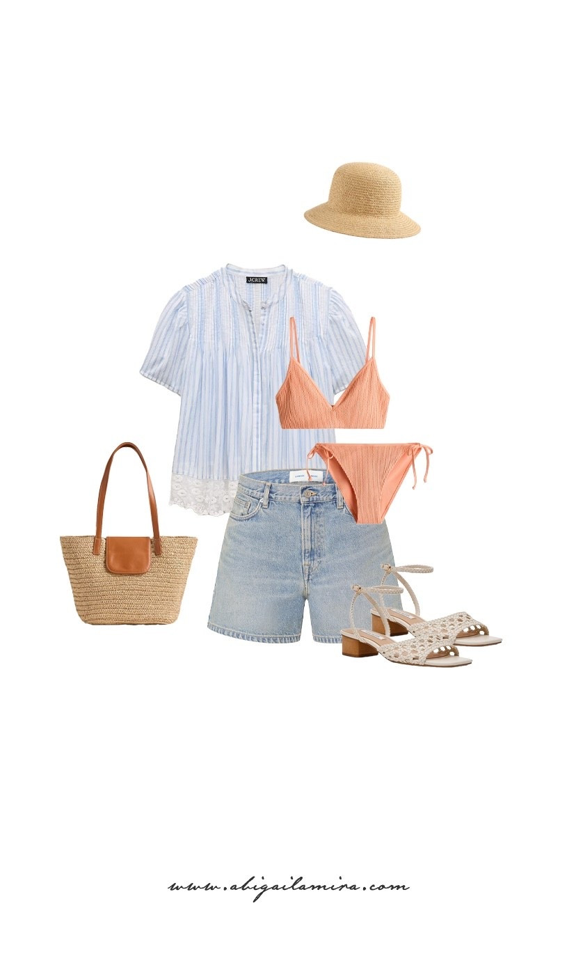 What I'm Wearing Wednesday 05/27/2026

This look feels like the perfect blend of coastal charm and effortless summer style. I paired relaxed denim shorts with a soft striped blouse layered over a peachy bikini for an easy beach-to-brunch outfit that still feels polished. Finished with woven accessories, delicate sandals, and a classic straw hat, it’s the kind of outfit I’ll be reaching for all season long. See the full post on the blog!

#LTKstyletip #LTKswimwear #LTKsummer