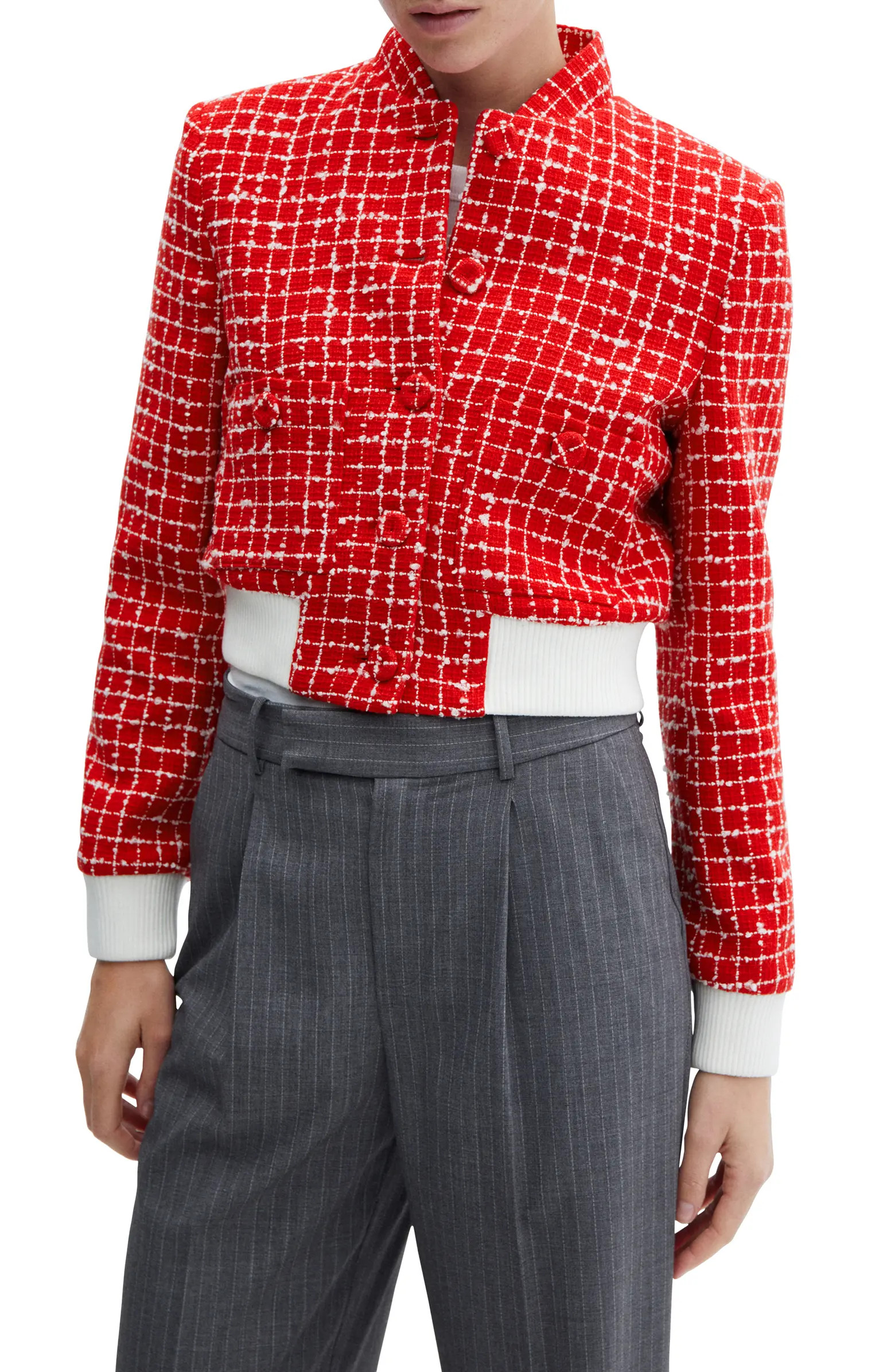 Check Tweed Bomber Jacket | Nordstrom