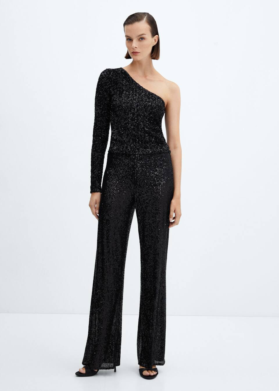 Asymmetric sequin top -  Women | Mango USA | MANGO (US)