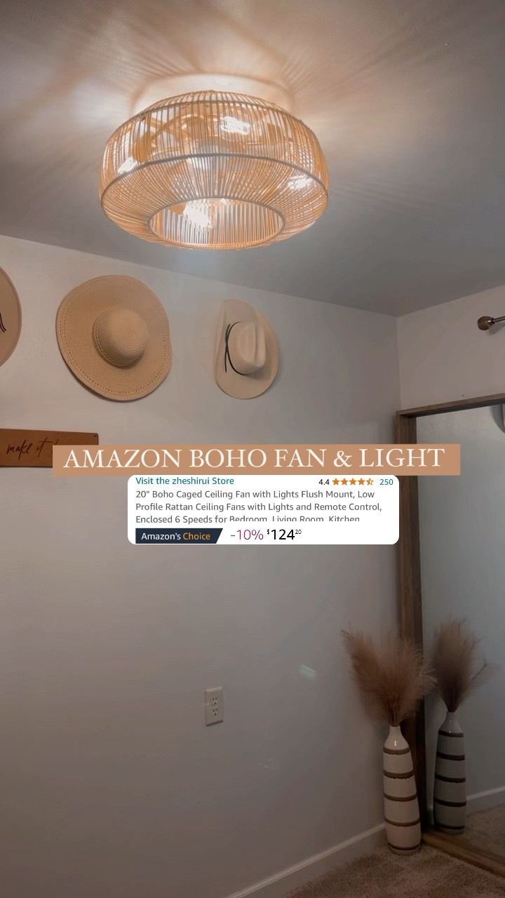 bedroom / living room / office /nursery light with ceiling fan! 💡 
I am SO in love with this light! 

Under $130 on Amazon! 🛒
Easy install- comes assembled! 
Boho | Amazon home | caged fan light 

#LTKhome #LTKstyletip #LTKfamily