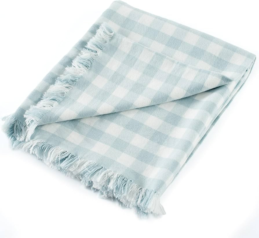 100% Cotton Plaid Summer Thin Throw Blanket for Couch 50"x60" | Amazon (US)